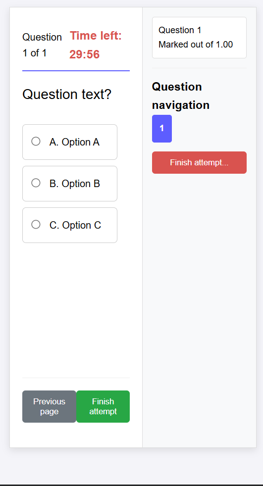 Original QUIZ-WORLD question navigator and attempt controls